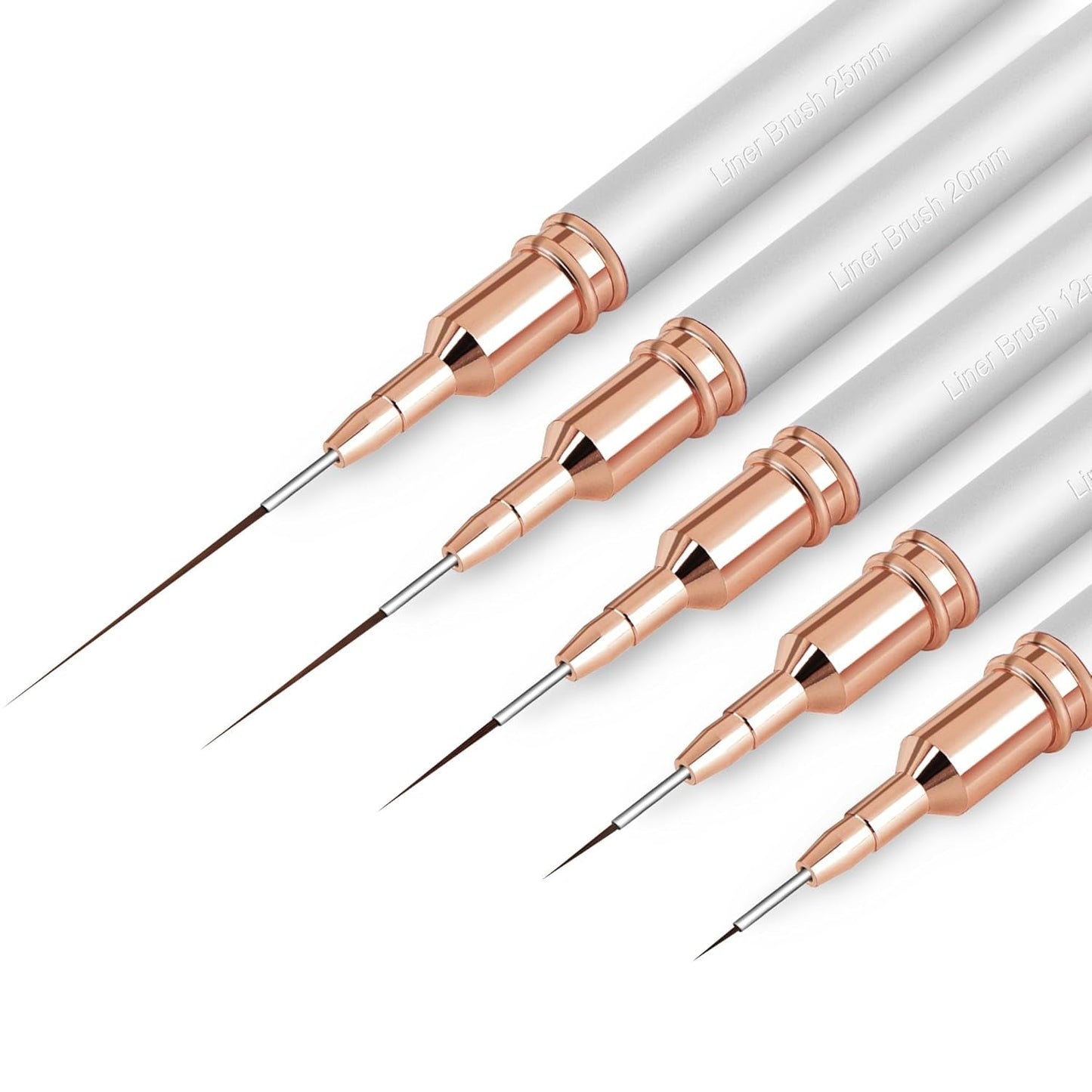 Nagelpinsel, 5-teilig, Nagelkonturpinsel, Maldesign-Pinsel-Set, Nagelpunkt-Zeichenwerkzeug für lange Linien, dünne Details, feines Zeichnen in der Größe 6/9/12/15/18 mm, Schwarz