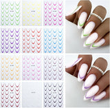GZMAYUEN 12 Farben Französische Nagelaufkleber, 3D-Nagelaufkleber mit französischem Farbverlauf, selbstklebendes Nageldesign, Nagelzubehör