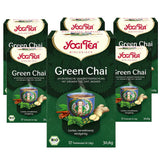 Yogi Tea Grüner Chai, ayurvedischer Bio-Gewürztee, Mischung aus Zimt, Minze, grünem Tee, Ingwer, Kardamom und Nelke, 6 x 17 Teebeutel (insgesamt 102 Teebeutel)