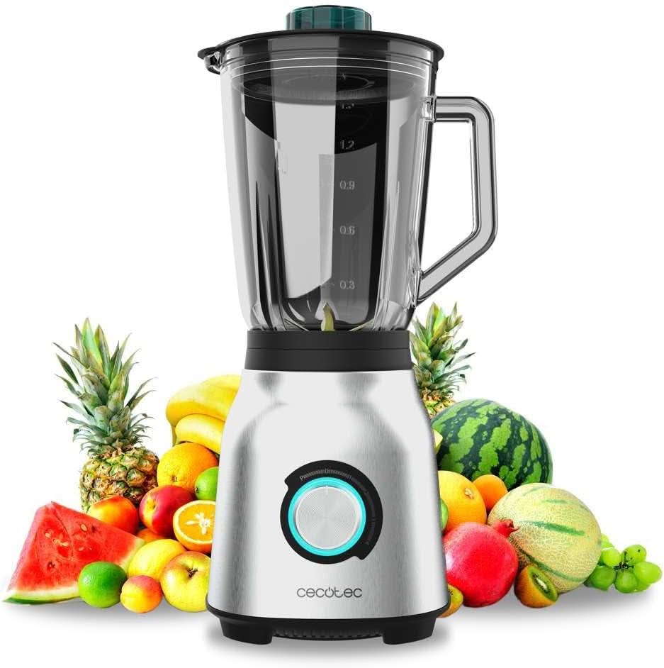 Cecotec Standmixer Power Black Titanium 2200MAX Smooth, 2200 W Maximale Leistung, 6 Klingen Aus Edelstahl, Ice-Crush-Funktion, Turbo- Und Smoothie-Funktion, Autoclean-Funktion Kitchen Naty Shop Inox 1800 W | 1,5 l + automatische Reinigung