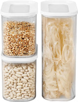 Mepal Set mit 3 Vorratsgläsern mit Deckel – rechteckiger Lebensmittelbehälter – Küchen-Organizer aus Kunststoff – luftdichter Vorratsbehälter – 1 x 2000 ml und 2 x 1000 ml – weiße Frischhaltedosen Naty Shop Weiß 3-teiliges Set