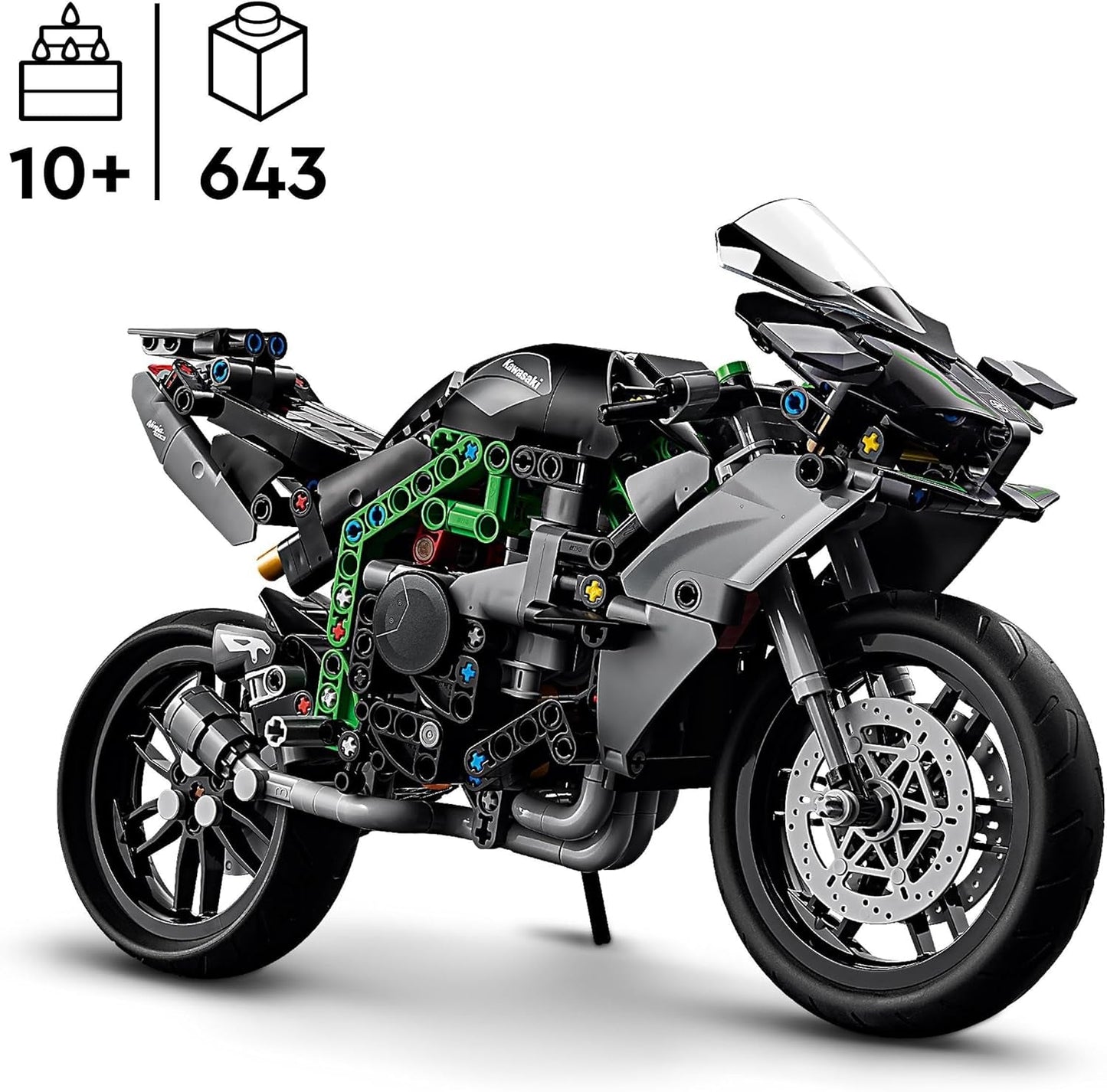 LEGO Technic Kawasaki Ninja H2R Motorrad, Geburtstagsgeschenk für Kinder und Erwachsene, Dekoration, Spielzeug, Modell für Jungen und Mädchen ab 10 Jahren 42170 Bausets Besuchen Sie den LEGO-Store