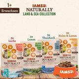 IAMS Natürliches Nassfutter für Katzen in Soße – Hochwertiges Fleisch- und Fischnassfutter für erwachsene Katzen, Land & Sea Collection, 12 x 85 g