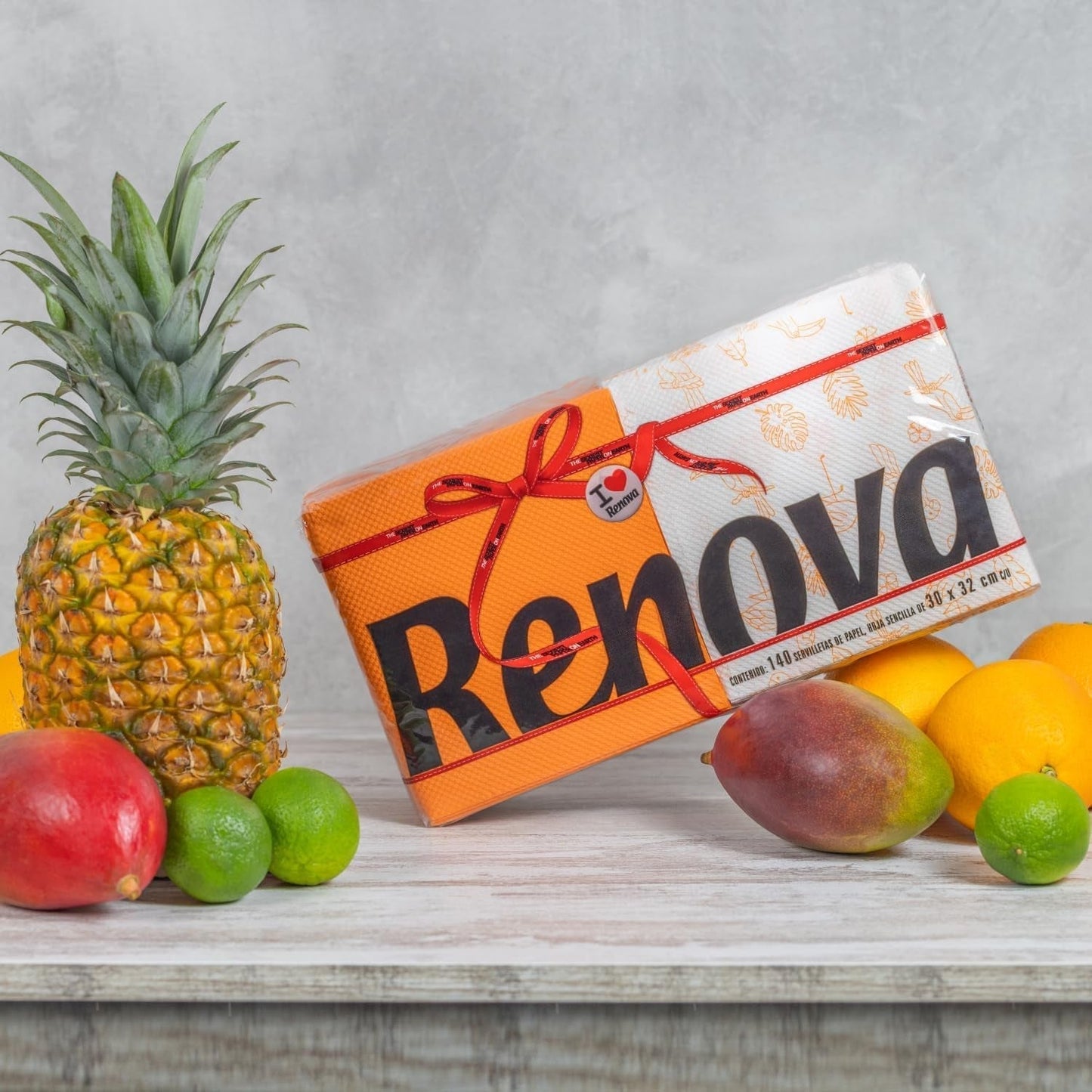 Renova Red Label Papierservietten, 140 Servietten, halbweiß, dekoriert, halbfarbig, Standardgröße