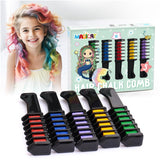 Magicat Haarkreide für Mädchen im Set I 10 auswaschbare Farben und 5 Haargummis I Geschenk für Mädchen von 4 bis 10 Jahren I Kreatives Geschenk zum Kindergeburtstag 2025 I Sichere und farbenfrohe Naty Shop Haarfarbe 80 g (1 Packung)