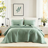 Comfort Spaces Kienna Steppdecken-Set, luxuriöse Doppelstich-Sommerdecke, leicht, weich, ganzjährige Bettwäsche, passende Kissenbezüge, weiß, Decke für Kingsize-Betten (264,2 x 228,6 cm), Naty Shop Quilts & Quilts Sage Gland Übergroße Queen-Size-Tagesdecke (102 x 118 Zoll)