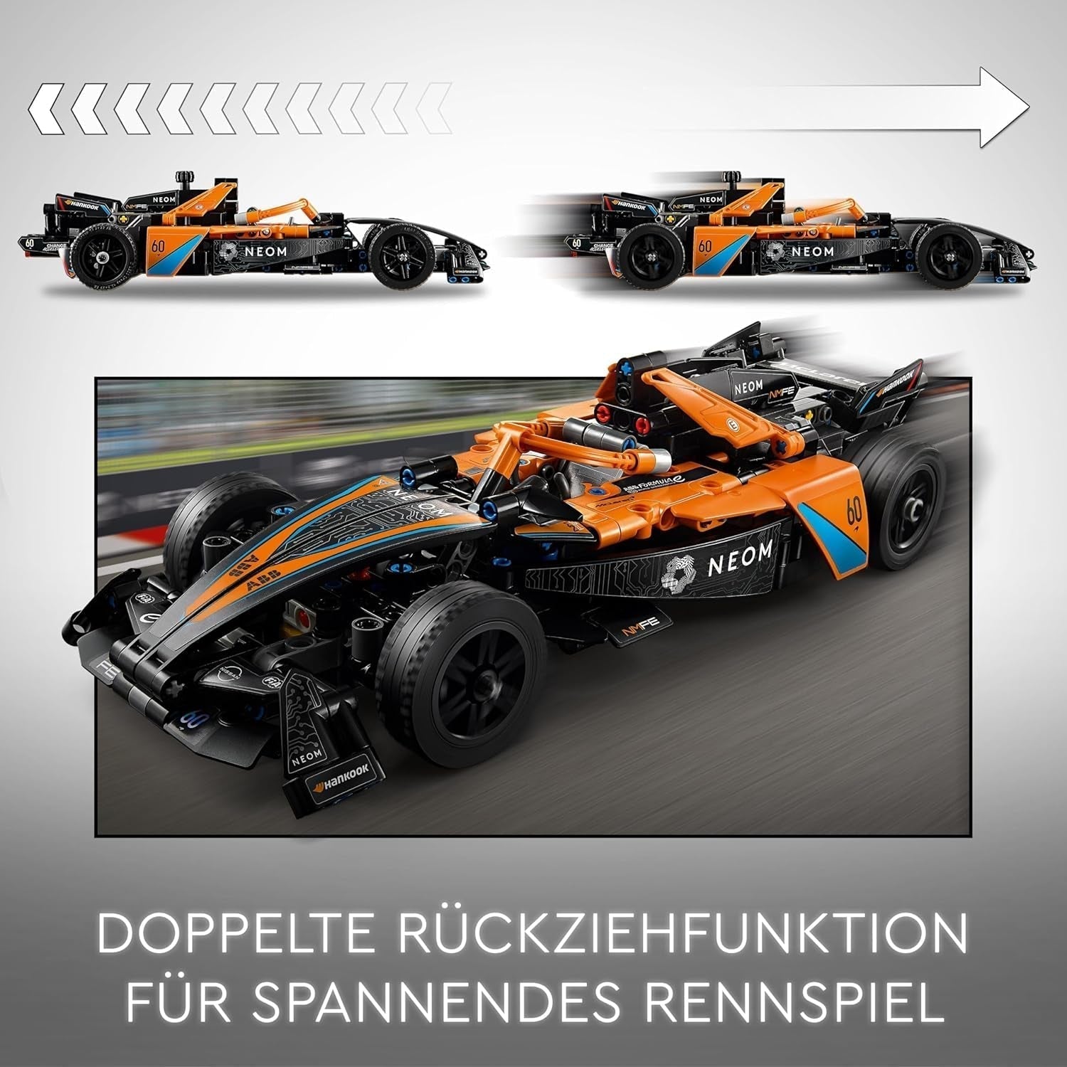 LEGO Technic NEOM Mclaren Formel-E-Rennwagen, Rennauto-Spielzeug für 9-jährige Jungen und Mädchen, Modellauto-Bausatz, Kinderzimmerdekoration, Geburtstagsgeschenkidee 42169 Bausets. Beuche den LEGO-Store
