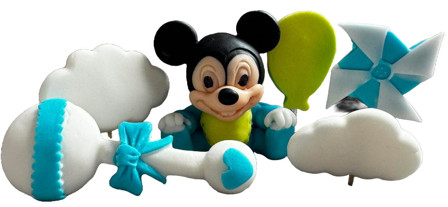 Set mit 6 essbaren Zuckerdekorationen, Mickey Mouse Zuckerpastendekorationen Naty Shop