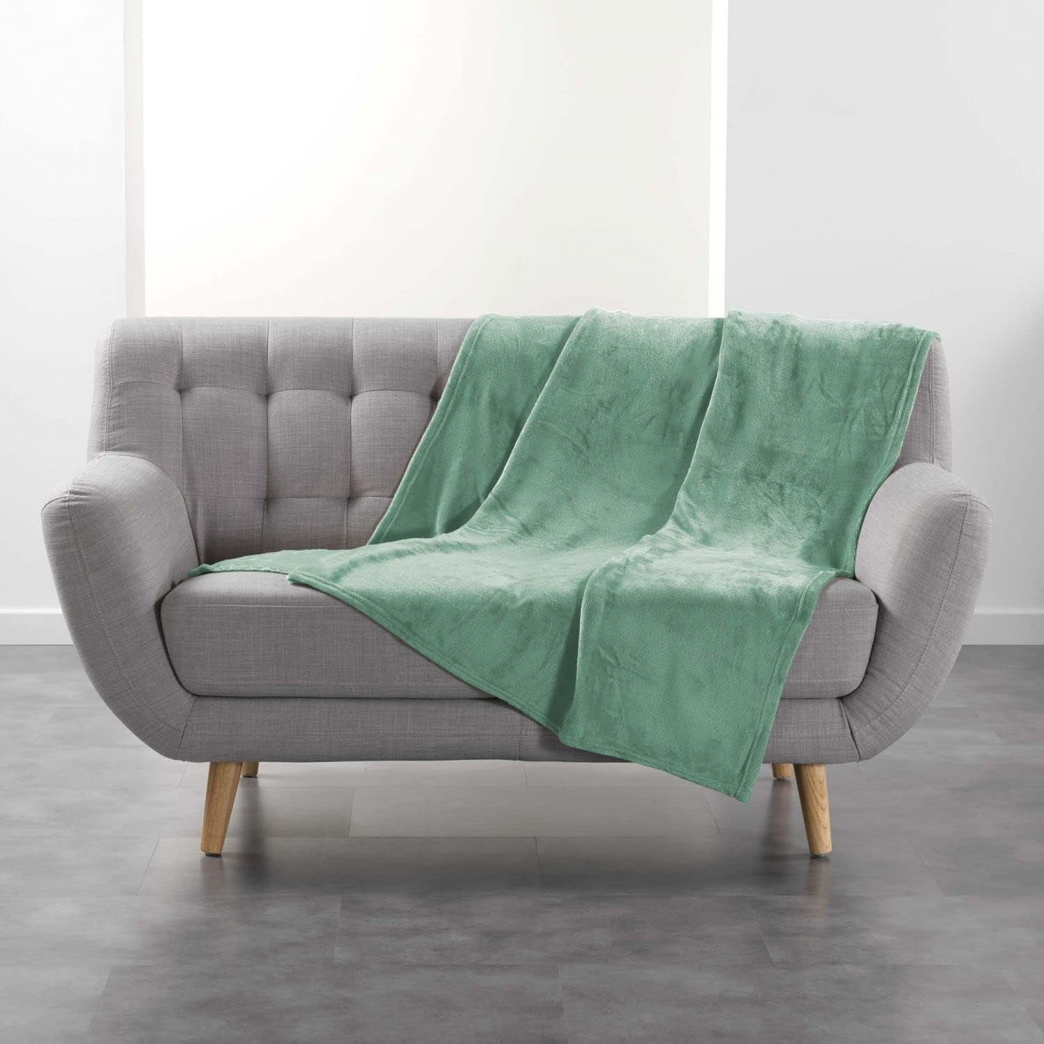 Douceur D'Intérieur, Flanelldecke, 125 x 150 cm, Salbei, Flanellbettdecken und Steppdecken Naty Shop