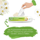 OLA Nasses Toilettenpapier – (1X40 Stück) Feuchttücher – Kamillenextrakt und Milchsäure, waschbar, empfindliche Haut – 40 Stück