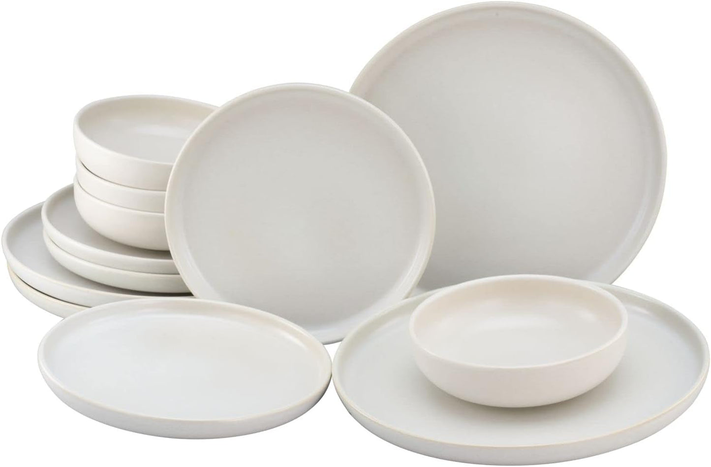 CreaTable, 33065, Uno-Serie, Gelb-Weiß, 12-teiliges Geschirrset, Tellerset aus Porzellan, spülmaschinen- und mikrowellengeeignet, hergestellt in Portugal