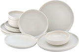 CreaTable, 33065, Uno-Serie, Gelb-Weiß, 12-teiliges Geschirrset, Tellerset aus Porzellan, spülmaschinen- und mikrowellengeeignet, hergestellt in Portugal