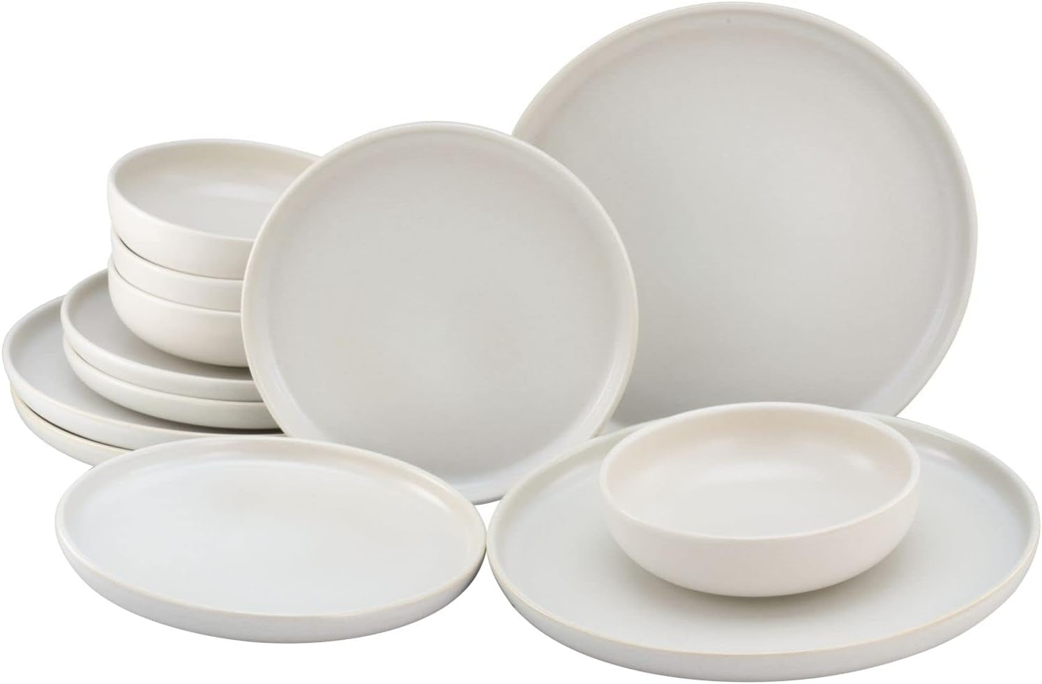 CreaTable, 33065, Uno-Serie, Gelb-Weiß, 12-teiliges Geschirrset, Tellerset aus Porzellan, spülmaschinen- und mikrowellengeeignet, hergestellt in Portugal