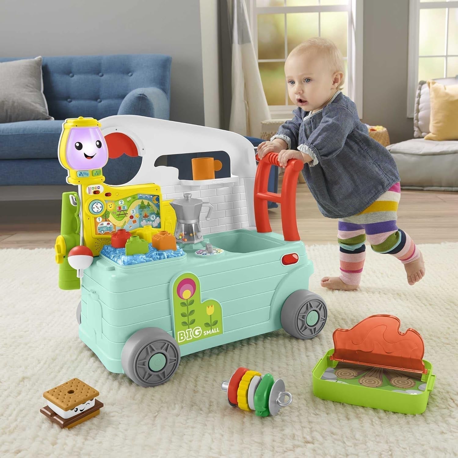 Fisher-Price – Laugh and Learn Camper 3-in-1-Baby-Schiebespielzeug und Musik-Aktivitätscenter Babyspielzeug 9–36 Monate HCK51 Babyspielzeug Naty Shop