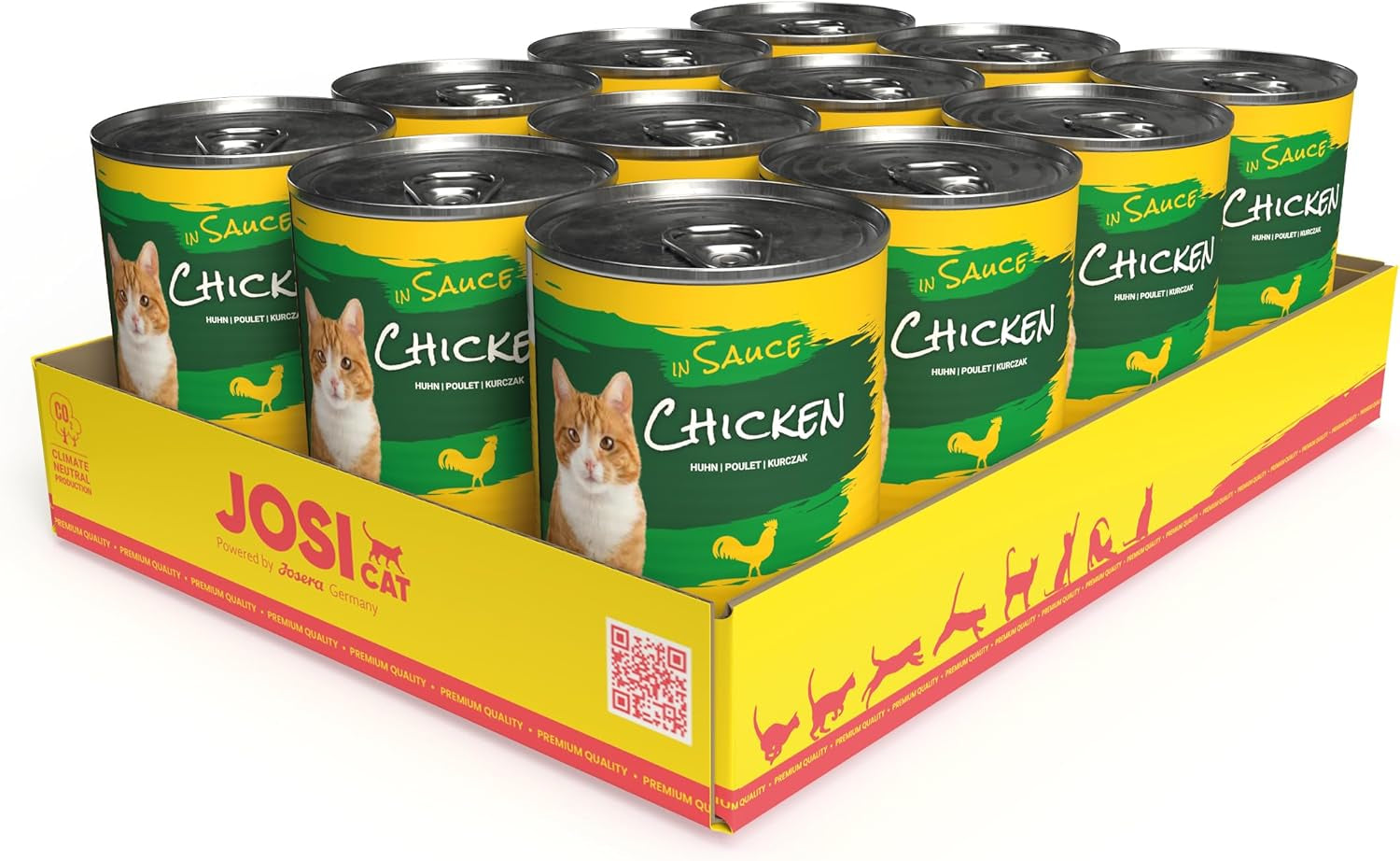 JosiCat Huhn in Sauce (12 x 415 g) | Erwachsener | Premium-Nassfutter für ausgewachsene Katzen | Huhn in Soße | Vitamin D3 und E | Unterstützt von JOSERA | Nassfutter für Katzen | Alleinfuttermittel | 12 Stück