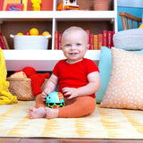 Bright Starts Giggle & Glow Bell, im Dunkeln leuchtendes Elefantenspielzeug Oball, leicht zu fangen, Neugeborene und Unisex-Babyspielzeug, Naty Shop