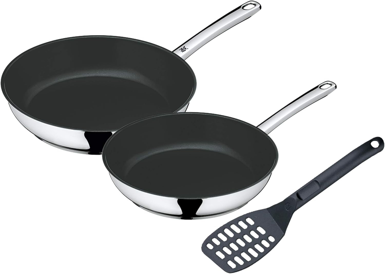 WMF Devil 2-teiliges Pfannenset, Induktionspfanne 24, 28 cm, Cromargan Edelstahl, Keramikbeschichtung, ofenfest. Töpfe und Pfannen Naty Shop Set 3 Produkte 48 x 30,5 x 15 cm