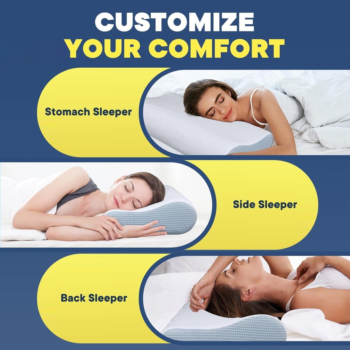 Linderung von Nackenschmerzen, kühlendes Nackenkissen, Memory-Schaum-Schlafkissen, Zervikalkissen für Nacken- und Schulterschmerzen, ergonomisches Bettkissen, Nackenstützkissen für Bauch, Rückenschläfer, orthopädische Zervikalkissen, Naty Shop