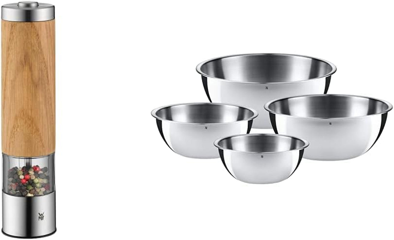 Set WMF Ceramill Oakwood Cromargan, elektrische Mühle und Schüsselset Gourmet For The Kitchen 4 Stück Mühlen und Hobel Naty Shop Paket mit Schüsselset