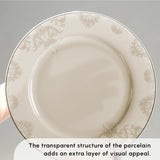 Karaca Elegance Bone Siena Geschirrset für 12 Personen, modernes Porzellangeschirrset, Geschirrset mit Suppenschüsseln, Servierplatte, tiefen Tellern, Desserttellern – Weiß und Gold