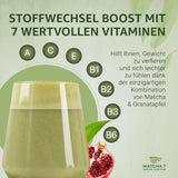 ® Ceremonial Matcha Powder X Granatapfel 100G [Unterstützt Gewichtsverlust und Stoffwechsel] – Grüner Tee für einen aktiven und gesunden Lebensstil – Grüner Tee ohne Zusatzstoffe (rein und natürlich)