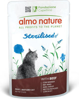 Almo Nature Functional – Sterilised – Nassfutter für erwachsene und ausgewachsene Katzen, sterilisiert oder weniger aktiv – mit Rindfleisch – fettarm, feuchtigkeitsspendend – 70 g (30 Stück)