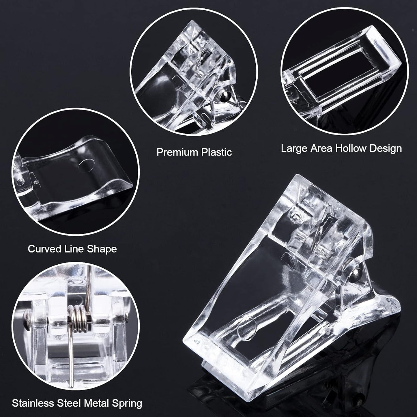 Nagelclips, Maniküre-Clips, transparente Nagelclips, transparente Polygel-Clips, schnell aufzubauende Nagelverlängerungen, Gel-Assistent, 10 Stück