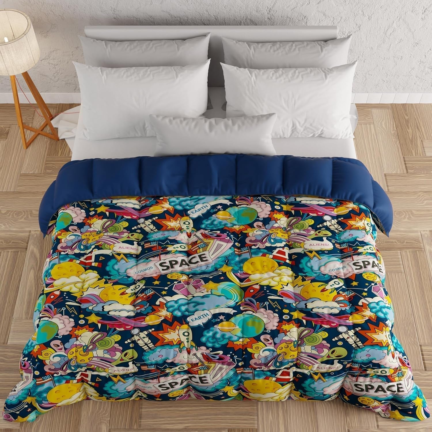 PETTI Artigiani Italiani - Winterdecke, Winterdecke, einfache Steppdecke, doppelseitig, einfarbig und digital bedruckt, 100 % hypoallergene Mikrofaser, hergestellt in Italien Naty Shop Steppdecken und Steppdecken