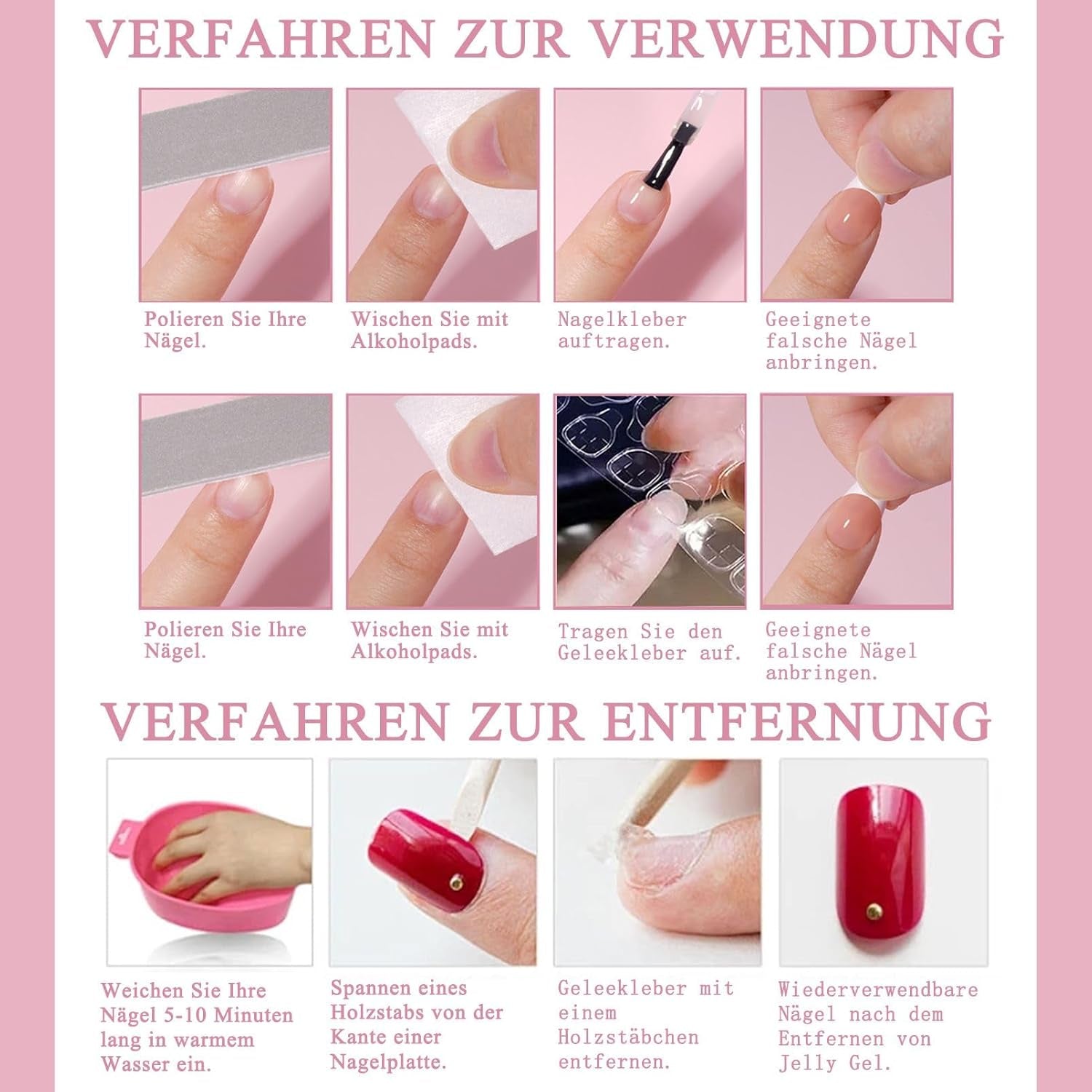 360-teiliges Ballerina-Kunstnägel-Set mit Farbverlauf, rosa-weißer Farbverlauf zum Aufkleben, künstliche Nägel mit 2 Nagelölstiften, mittlere künstliche Nägel im Ombré-Stil für Frauen zum Selbermachen