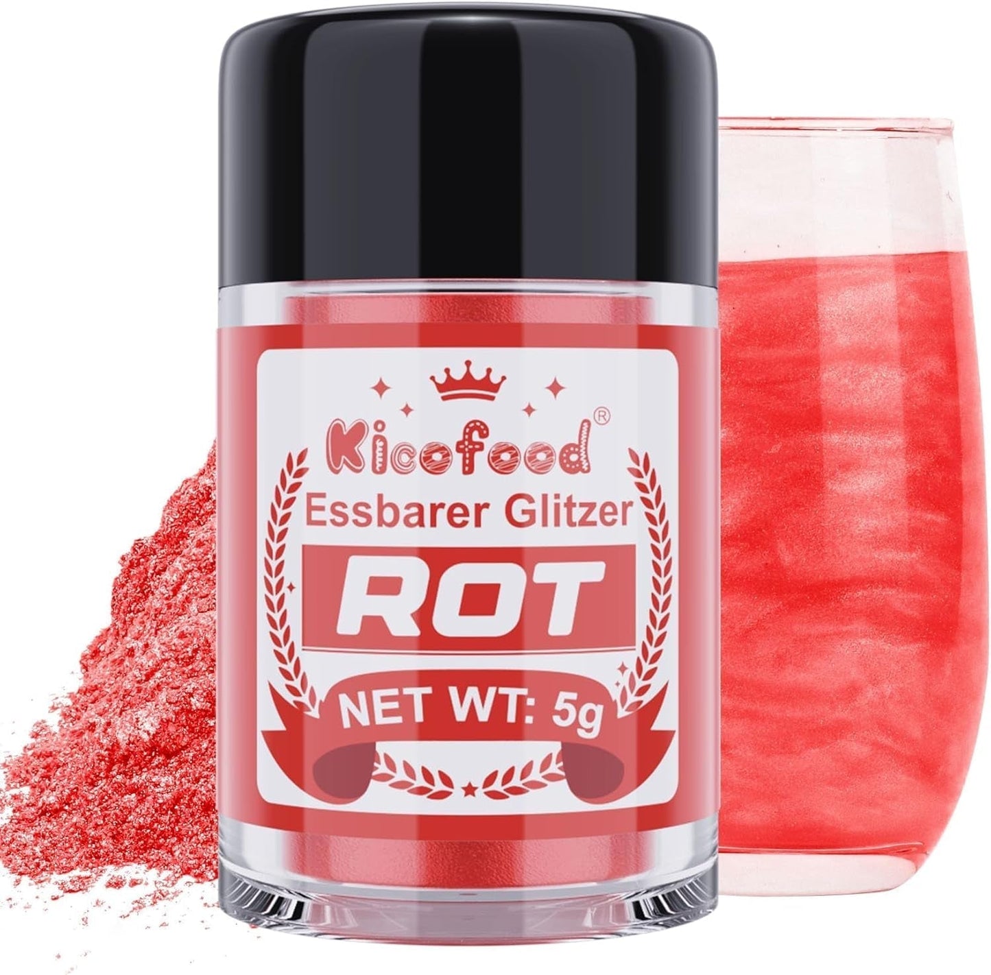 Kicofood, essbarer Glitzer, 5 Gramm, verschiedene Farben Glitter Naty Shop Red