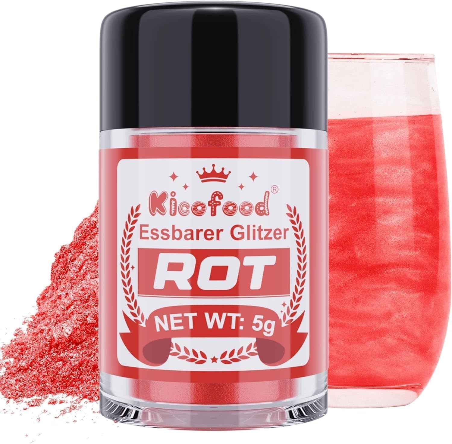 Kicofood, essbarer Glitzer, 5 Gramm, verschiedene Farben Glitter Naty Shop Red