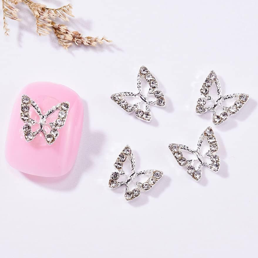 10 Stück Legierung Schmetterling Nagel Charms Metall Nail Art Anhänger Steine ​​für Diamanten Nägel Edelsteine ​​Nagel Schmuck Kunst Dekorationen Nail Art Schmuckherstellung