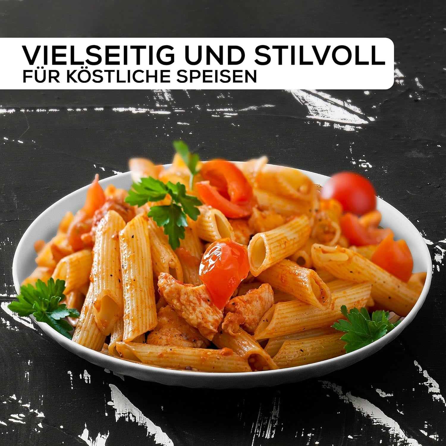MIAMIO – Keramik-Geschirrset, 24-teilig, kombiniertes Service für 6 – spülmaschinen- und mikrowellengeeignet – Palmanova-Kollektion (weiß)