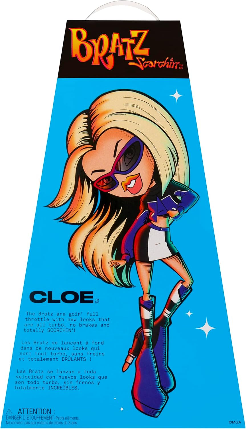 Bratz Scorchin' Cloe – Enthält 1 Modepuppe mit Outfit und Accessoires, vom Motorsport inspirierte Puppen, süßes Spielzeug für Mädchen