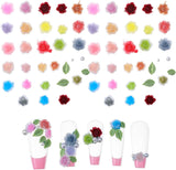 300 Stück Niedliche Blume Nail Charms, 3D Resin Floral Camelie Rose Nägel Charms Mit Perle, Gemischte Größe Bunte Flower Nägel Deko Für Frauen Nail Art Zubehör