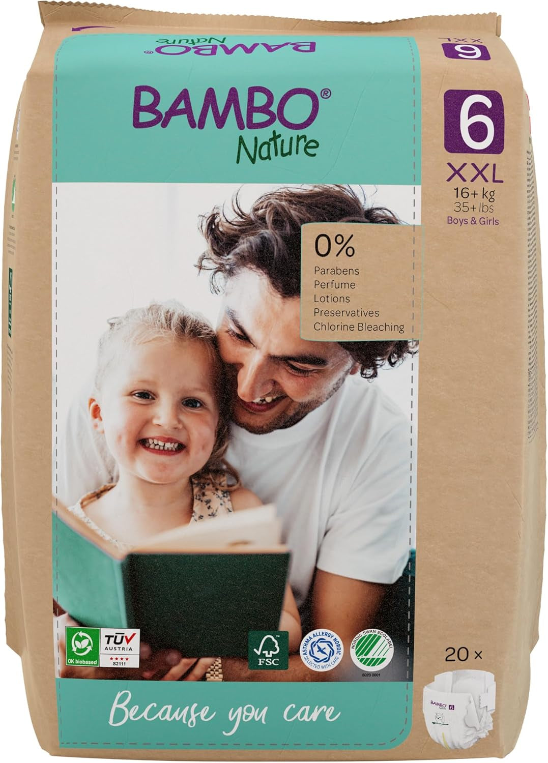 Bambo Nature Babywindeln, Größe 1 (2–4 kg), 132 Stück Monatsbox | Premium-Windeln mit verbessertem Auslaufschutz | Ultimativer Komfort und Freiheit für Neugeborene | Dermatologisch getestete Windeln