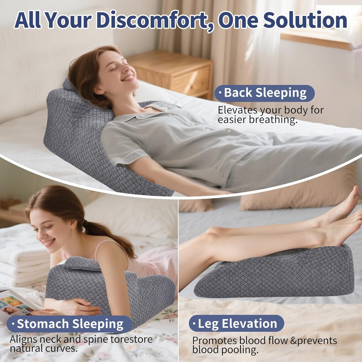 Lesekissen – Rückenkissen, verstellbare Kopfstütze, Lesekissen aus Memory-Schaum für das Bett, ergonomisches Nacken- und Beinkissen, Lendenstützkissen