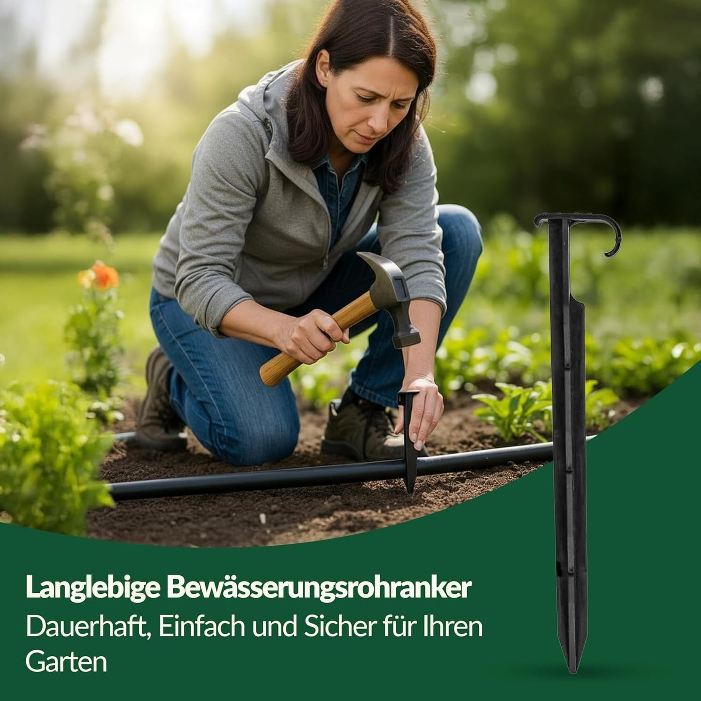 GARDENIX AquaPIN Gartenschlauchanker, 50 Stück, Erdspieß, Befestigungsanker für Tropfschlauch, Bewässerungsschlauch, Verbindungsgabel