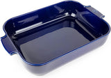Peugeot Appolia Rechteckige Auflaufform Mit Griffen, Keramik, Schiefer / Grau, 8.3X40.5X27.2 Cm, Fassungsvermögen: Ca. 4 L, 60022 Backformen und Backbleche Naty Shop Blau