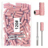 BLESWIN 100 Stück kleine Schleifbänder für Nagelbohrer, feine Körnung 240 mit 2 Stück 3-mm-Bohrern, Mini-Schleifbänder zum Polieren natürlicher Nägel und Reinigen der Nagelhaut zur Vorbereitung, Pink