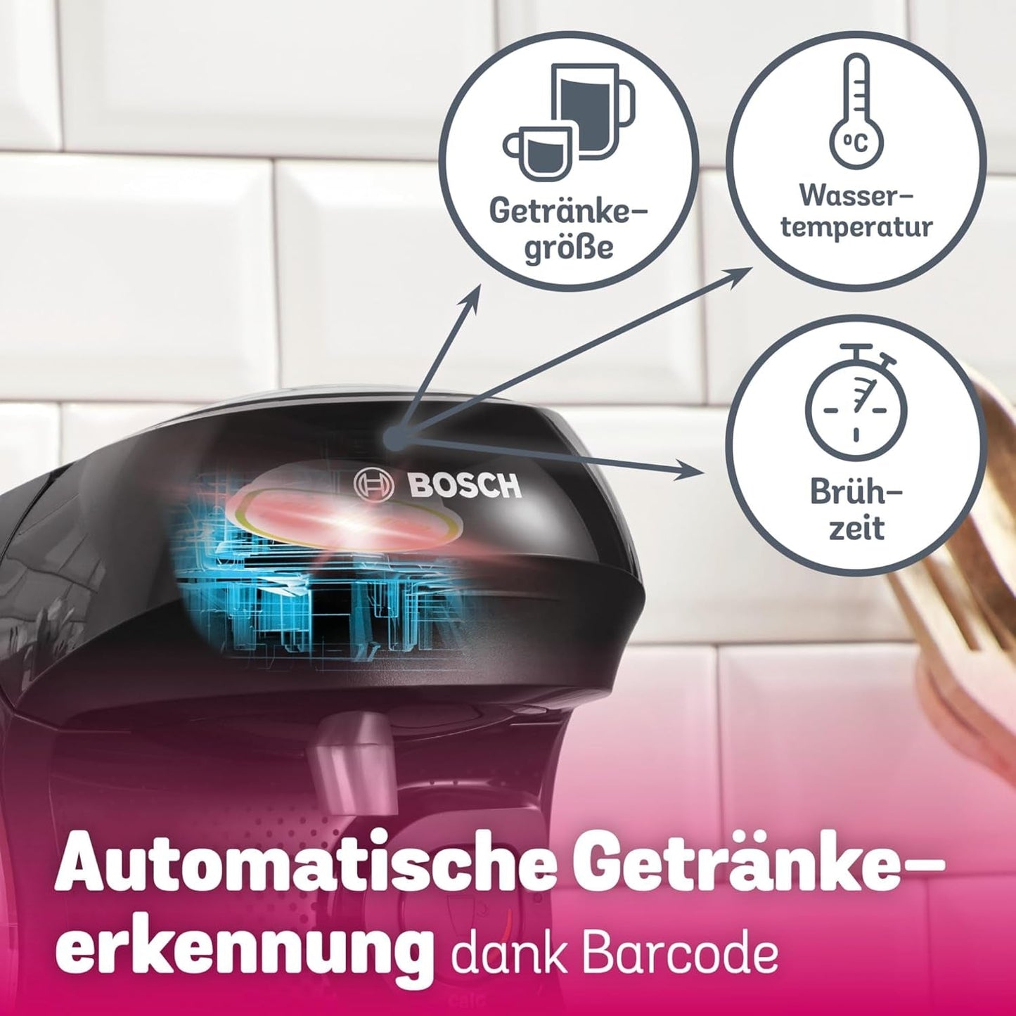 Bosch Tassimo Happy Friendly TAS102E Kapsel-Espressomaschine, 70+ Getränke, für alle Tassen geeignet, Auto-Stop, nachhaltig, perfekte Dosierung, platzsparend, 1400 W, schwarz