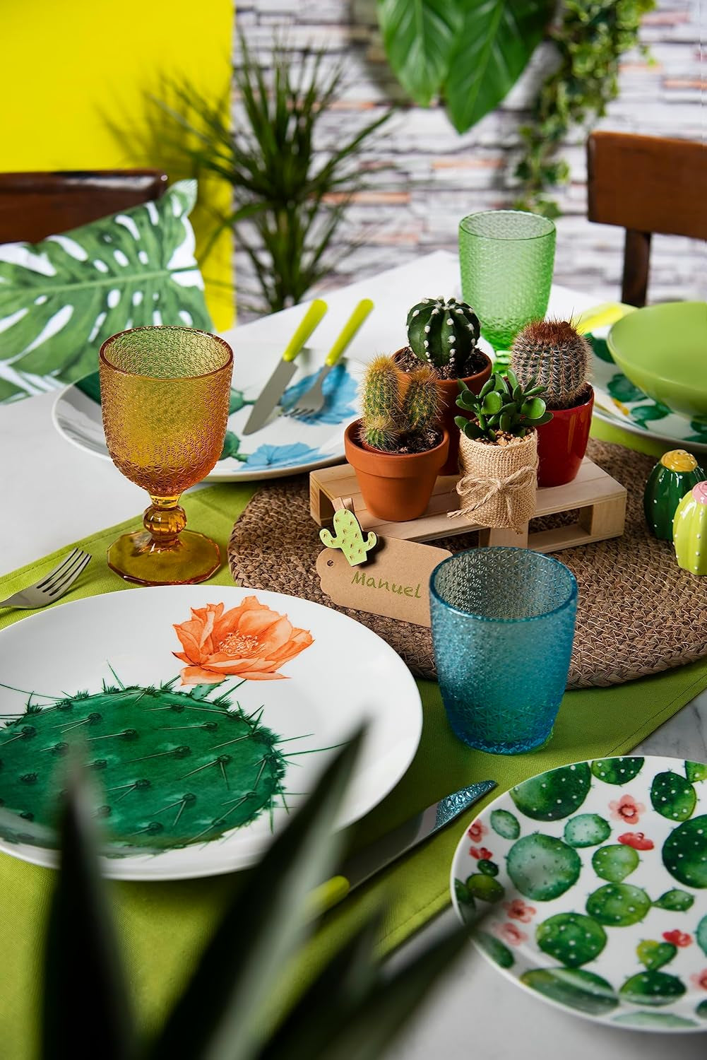 Excelsa Color Cactus Geschirrset, 18-teilig, mehrfarbig