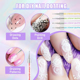 Sularpek 6 Stück Nagel Pinsel, Nail Art Pinsel, Pinsel Nageldesign, Nagel Pinsel Set, Nail Art Dotting Tools Mit 1 Schwammpinsel Applikator, Nageldesign Zubehör Für DIY Nail Art Design