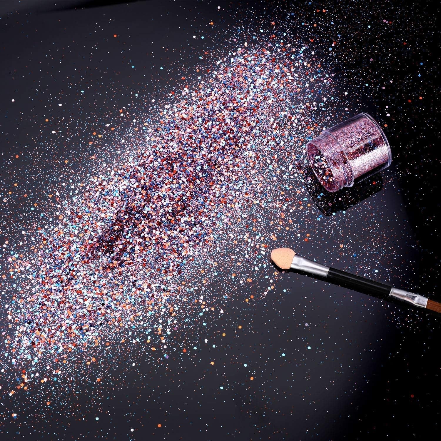 HOWAF 12 Boxen Nagelglitzer, Gesicht, Körper, Pinsel, Glitzer, Make-up, Nagelglitzer, Augen, Lippen, Haare, Körper, Dekoration, Halloween, Weihnachten, Festival, Maskerade, Make-up-Zubehör
