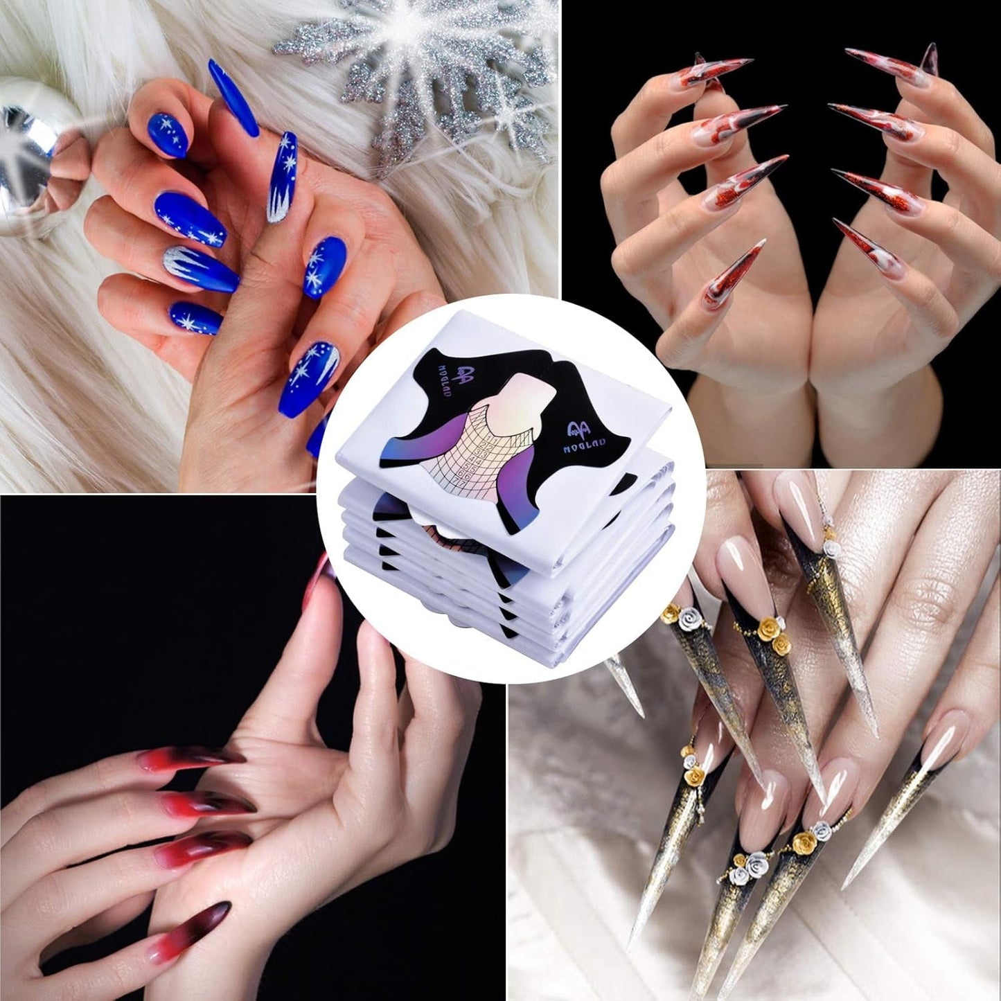 100 Stück Gel-Nagelschablonen, Zubehör für künstliche Nägel, selbstklebende Nagelschablonen für Nagelkunst, Gelnägel, künstliche Nagelverlängerungen