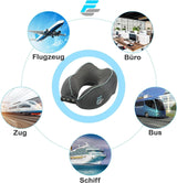Flagshipper-Flugzeug-Nackenkissen – Nackenkissen für Erwachsene – Auto-Nackenkissen – Memory-Schaum-Reisekissen – waschbar mit schmaler Rückseite (weicher und atmungsaktiver Samt) – verstellbar, grau Naty Shop Cervical Orthopedic Pillows