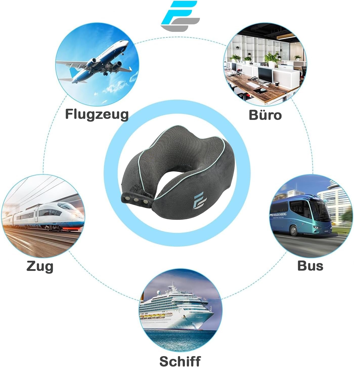 Flagshipper-Flugzeug-Nackenkissen – Nackenkissen für Erwachsene – Auto-Nackenkissen – Memory-Schaum-Reisekissen – waschbar mit schmaler Rückseite (weicher und atmungsaktiver Samt) – verstellbar, grau Naty Shop Cervical Orthopedic Pillows