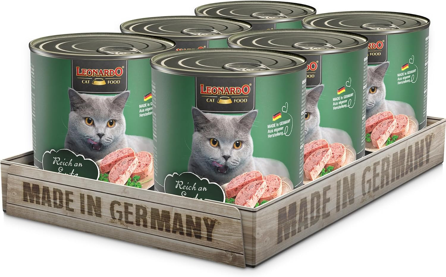 LEONARDO Nassfutter [6x800g Ente] | Getreidefreies Nassfutter für Katzen | Komplettes Nassfutter in Dosen