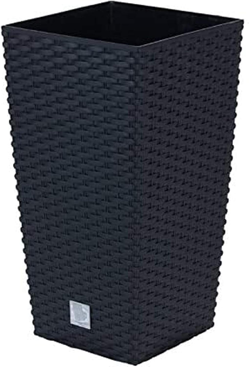 Prosperplast Rattan-Optik-Töpfe/Töpfe mit Einsatz | 32,5 x 32,5 x 61 cm | Anthrazit | witterungs- und UV-beständig | aus stabilem Kunststoff | für innen und außen