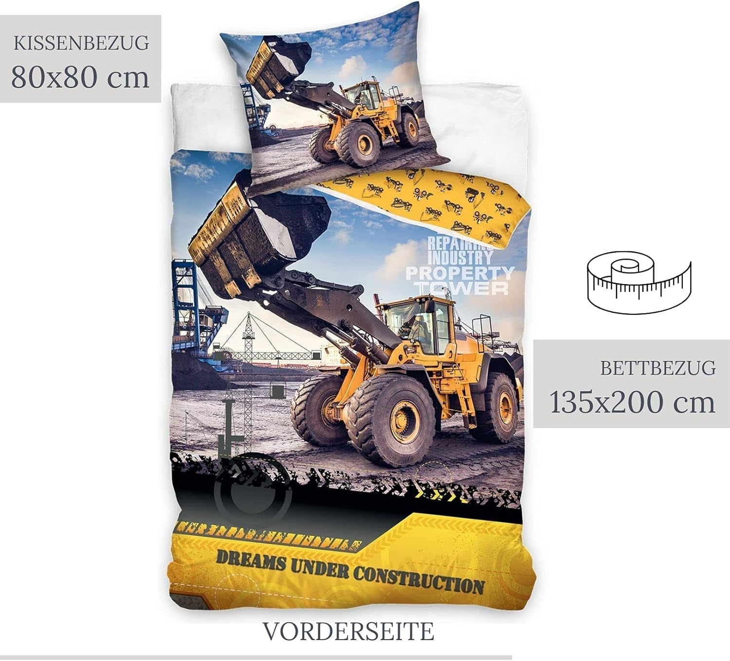Bettwäsche für Kinder, Bagger, Baumwolle Bettwäsche - Kinder Naty Shop